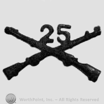 Insignia consisted of crossed rifles and number 25 above the intersection.