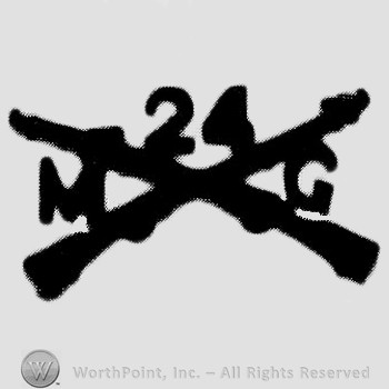 Insignia consisted of crossed rifles, number 24 above the intersection and letters MG on the left and right.