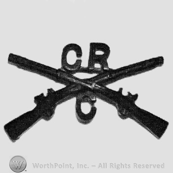 Insignia consisted of crossed rifles, letters CR above the intersection and letter C below.