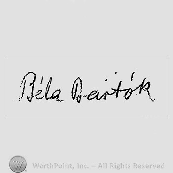 Autograph/Signature : Bartok Bela.