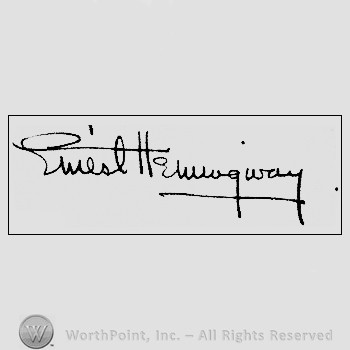 Autograph/Signature : Ernest Hemingway.