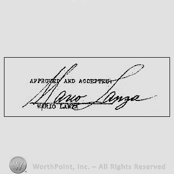 Autograph/Signature : Mario Lanza.