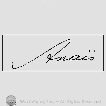 Autograph/Signature : Anais Nin.