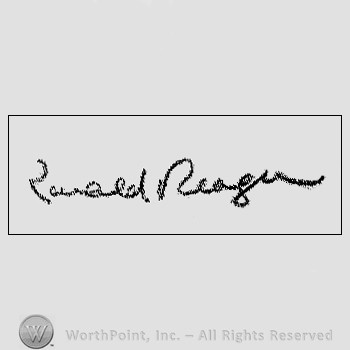 Autograph/Signature : Ronald Reagan.