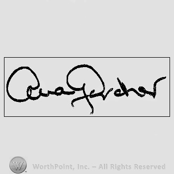 Autograph/signature: Ava Gardner.