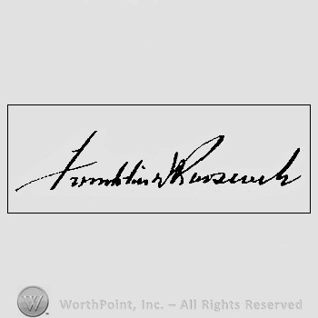 Autograph/signature: Franklin Roosevelt.