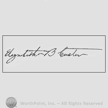 Autograph/signature : Custer Elizabeth Bacon.