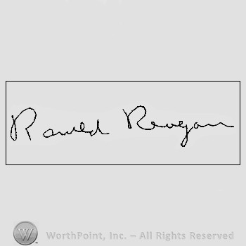 Autograph/signature : Ronald Reagan.