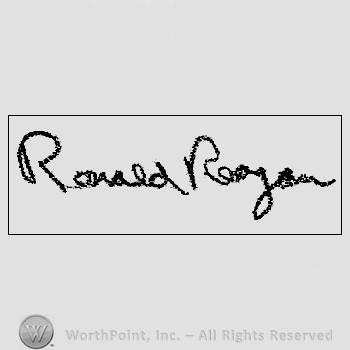 Autograph/signature : Ronald Reagan.