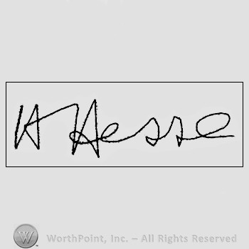 Autograph/signature : Hermann Hesse.