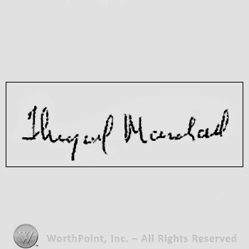 Autograph/signature: Thurgood Marshall.