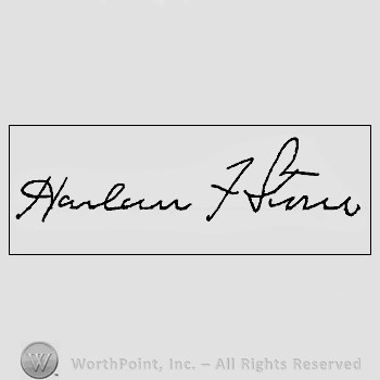 Autograph/signature: Harlan Stone.