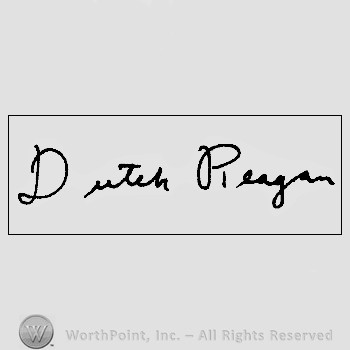 Autograph/signature: Ronald Reagan.
