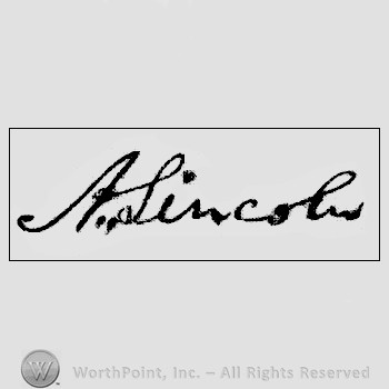 Autograph/signature : Abraham Lincoln.