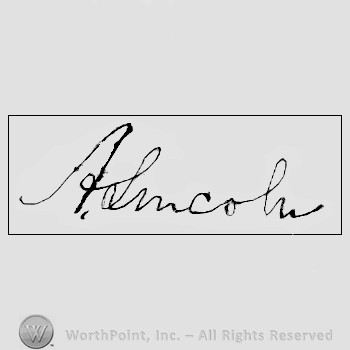 Autograph/signature : Abraham Lincoln.