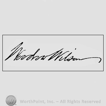 Autograph/signature : Woodrow Wilson.