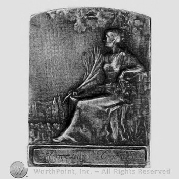 Academy of arts memorial plaque; woman in a garden.