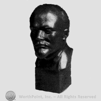 Cast metal bust of Lenin.