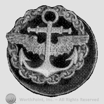 Anchor with wings and a chain around it; badge.