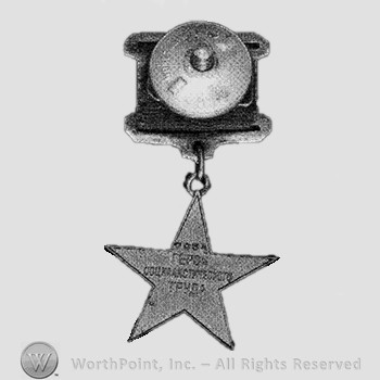 Medal like a star with russian characters.
