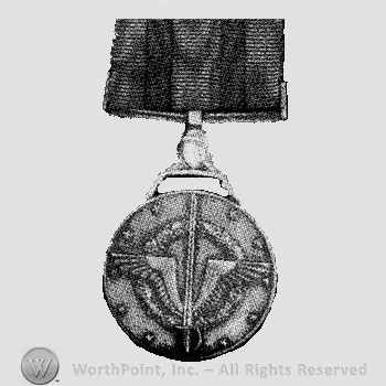 Circular medal, wreath, sword & wings.