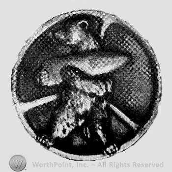 Bear with bullet over a disc.