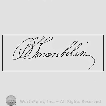 Autograph/signature : Benjamin Franklin.