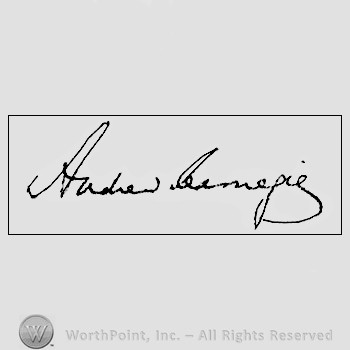 Autograph/signature : Andrew Carnegie.