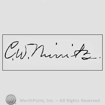 Autograph/signature : C W Nimitz.