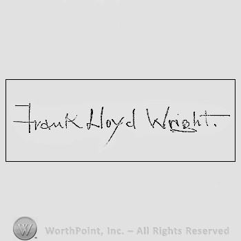 Autograph/signature : Frank Lloyd Wright.