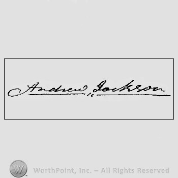 Autograph/signature : Andrew Jackson.