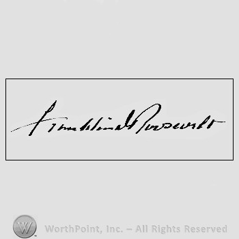 Autograph/signature : Franklin d. Roosevelt.