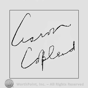 Autograph/signature : Aaron Copland.