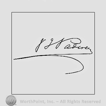 Autograph/signature : I J Paderewski.