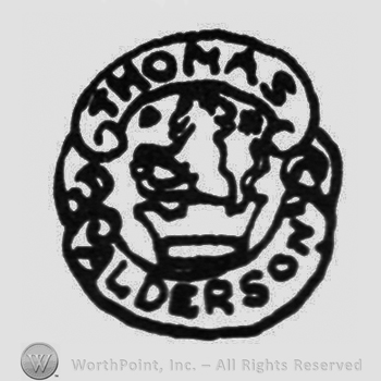 image of a lion above a crown, on a label above is written THOMAS, under is written ALDERSON