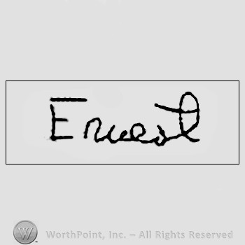 Autograph/signature : Ernest Hemingway.