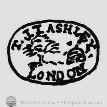 house and tree, T.J.T. ASHLEY written above, LONDON written under, inside an oval