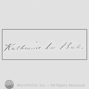 Autograph/signature : Bates Katharine Lee.
