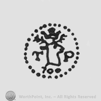 capital initials TP deer 700 under inside a dotted circle