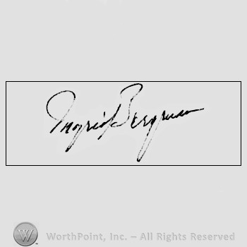 Autograph/signature : Ingrid Bergman.
