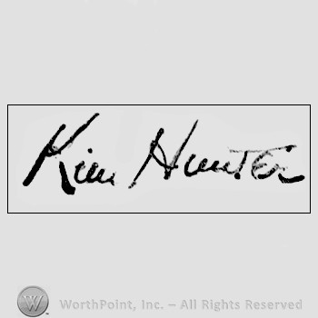 Autograph/signature : Kim Hunter.