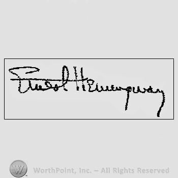 Autograph/signature : Hemingway Ernest.