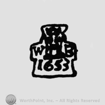 castle, initials "W" and "B" on one side and another, year 1653 under