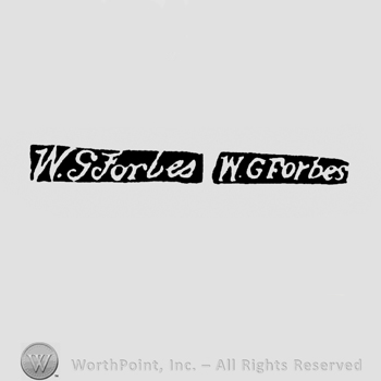 The name W.G. Forbes handwritten with lowercase letters or normal with lowercase letters, both leaned to the right