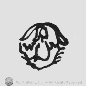 capital initials WM left and right of a woman figure between leafs