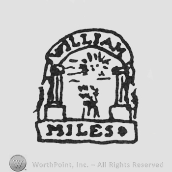 curved capital writing WILLIAM up MILES down pack of wheat between columns middle