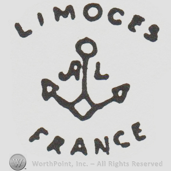 Anchor, Letter A on the left, Letter L on the right Limoges above france below