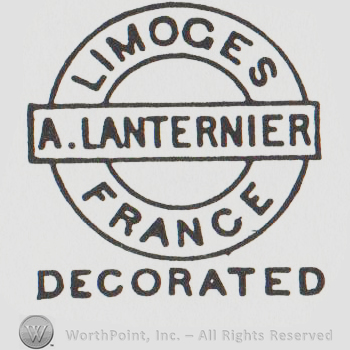 round logo with "a. lanternier limoges france decorated "