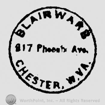 Blairwarb written above 817 Pheonix Avc written in middle and Chester W.V.A written under all in a circle shape frame