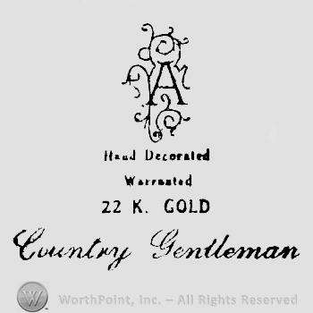 Stilish A above Hand Decorated written above warranted written above 22 k. gold written above  Country Gentleman hand written